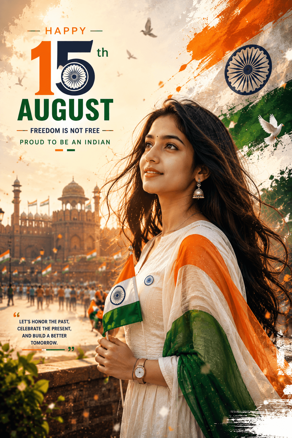 Premium Independence Day Brush-Art Poster Prompt (Cinematic Editorial | Hyper Realistic | Face Preserved)